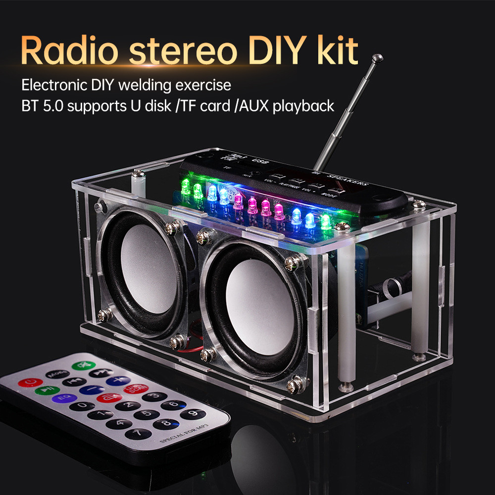 87.5-108MHZ FM Radio Stereo DIY Kit Amplifier Bluetooth Speaker Spectrum Electronic Fabrication DIY