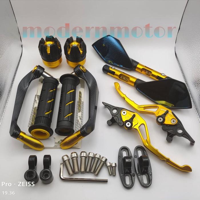 Spion Tomok V2+Proguard Carbon Sabit+Handle Cnc+Handgrip+Jalu As D-Tracker Klx Crf 150 Ninja 250