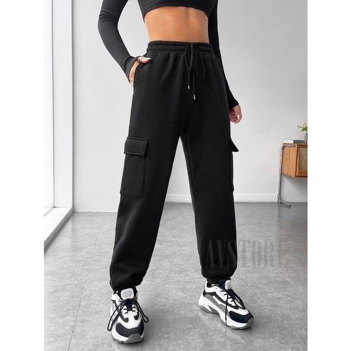 YTTX- Celana Cargo Sweatpants Jogger Pants Highwaist Sweatpants Cargo Pants Casual Korean