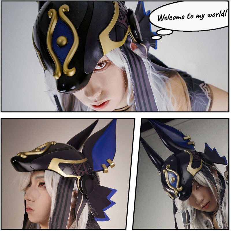 Game Cyno Cosplay Frp Helmet Mask For Men Cyno Hat Costume Accessories Halloween Carnival Party Mask