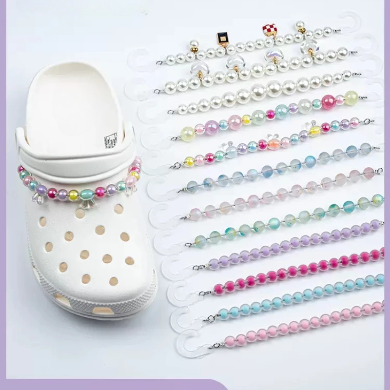 2 Pieces Colorful Chain Shoe Charms for Crocs Fashion Luxury All-match shoe Accessories Vintage Cute