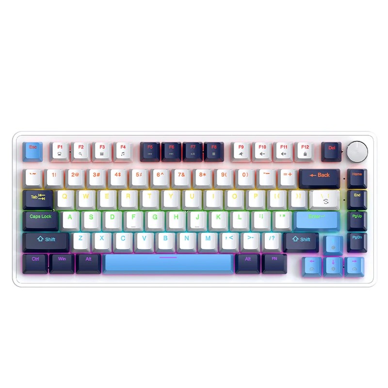 K82 Multifunctional Knob Wired Mechanical Keyboard,75% layout 82 Keys,Full Key Hot Swappable,Cool