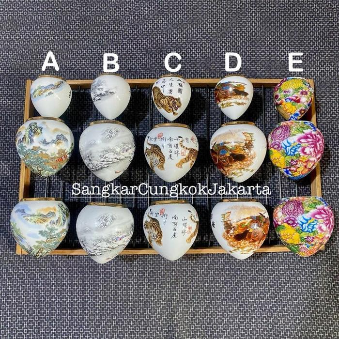 Cepuk Keramik Besar Mewah List Gold Murai Wambi Ori Cungkok Set3pcs