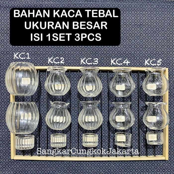 Cepuk Cungkok Kaca Besar Hwamei Anis Murai set 3pcs