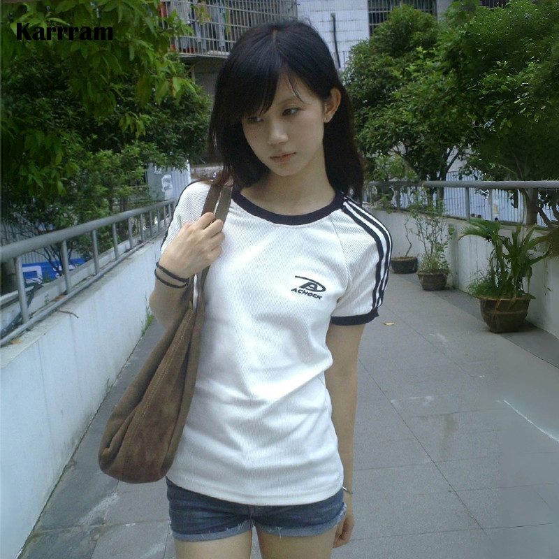 Karrram Japanese Y2K Print T-Shirt Vintage Harajuku Crop Top Trashy 2000S Style Sleeve Tee Shirt