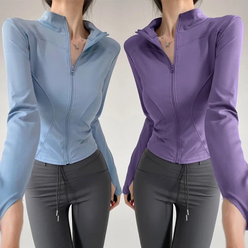 S-3Xl Sun Quick Drying Sports Coat Women'S Tight Top Yoga Jacket Long Sleeve Zipper Jacket Running