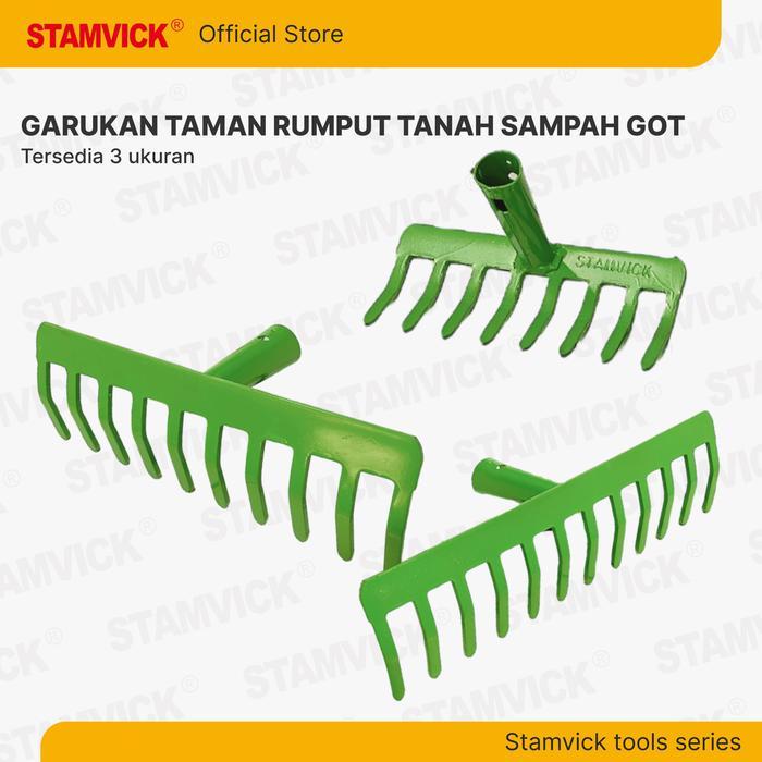 Garukan Sampah Besi / Sekop Garpu Taman Tanah Tanpa Gagang Ukuran 8 10 & 12 Baris