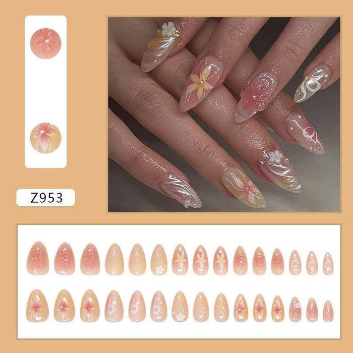 Terlaris Z953 - Kuku Cantik 24pcs set Kuku Palsu Fake Nails Box Free lem cair / jelly tahan air Kuku