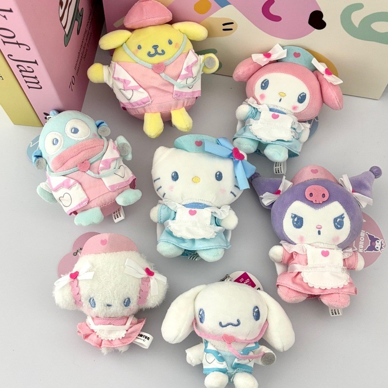Kawaii Sanrio Doctor Nurse Series My Melody Kuromi Cogimyun Hello Kitty Plush Keychain Decoration
