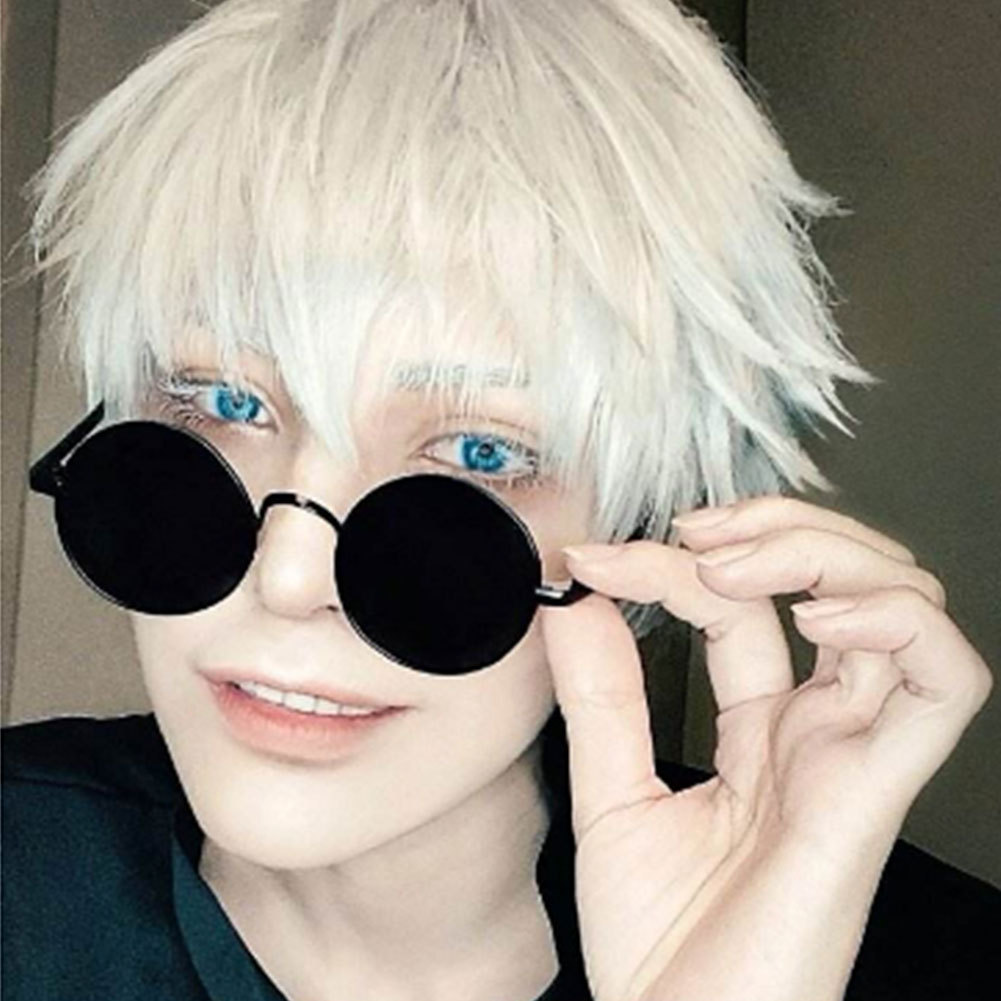 Anime Characters Gojo Satoru Cosplay Props Black Glasses Steampunk Round Frame Eyewear Sunglasses
