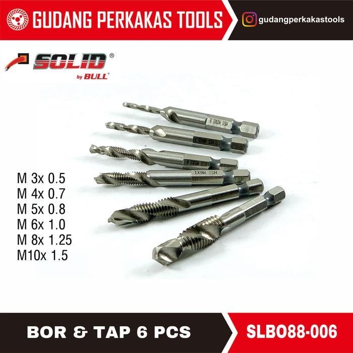 Tap drill/ mata bor sekaligus tap 6 pcs SOLID