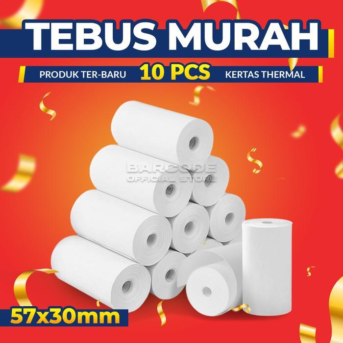 Kertas Thermal 57x30mm / 57 x 30 / 57x30 mm Struk Kasir Coreless