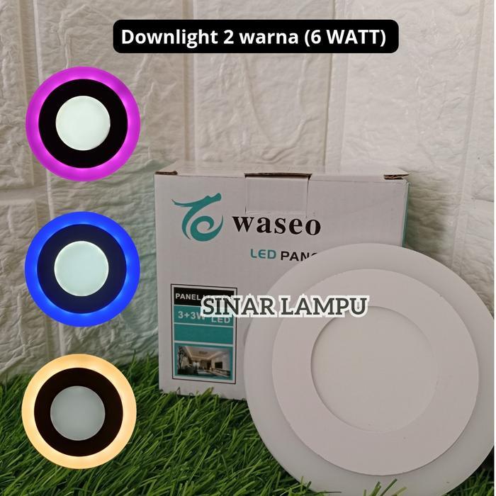 (3+3 WATT) DOWNLIGHT 2 WARNA BULAT & KOTAK//LAMPU TANAM PLAFON Lampu Putih Pink