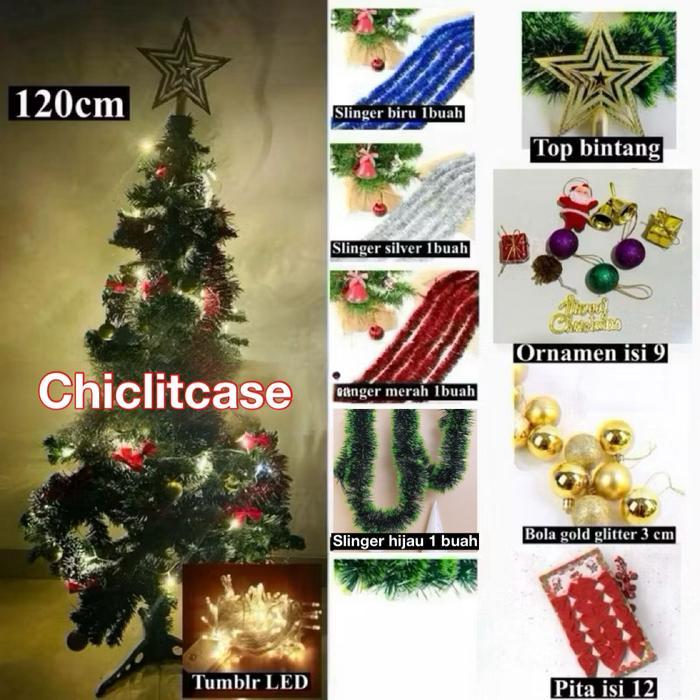 Pohon natal premium pvc 90 cm/120 cm/180 cm/Paket pohon natal ornamen natal