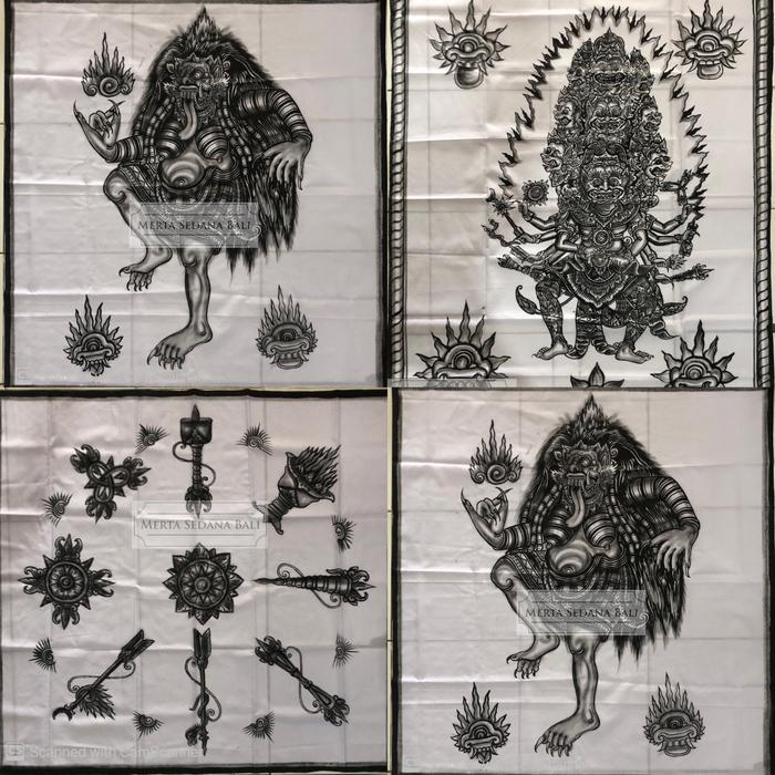 Kain Kereb Tari Sisia / Rangda Calonarang Semi Lukis Tangan Perlengkapan