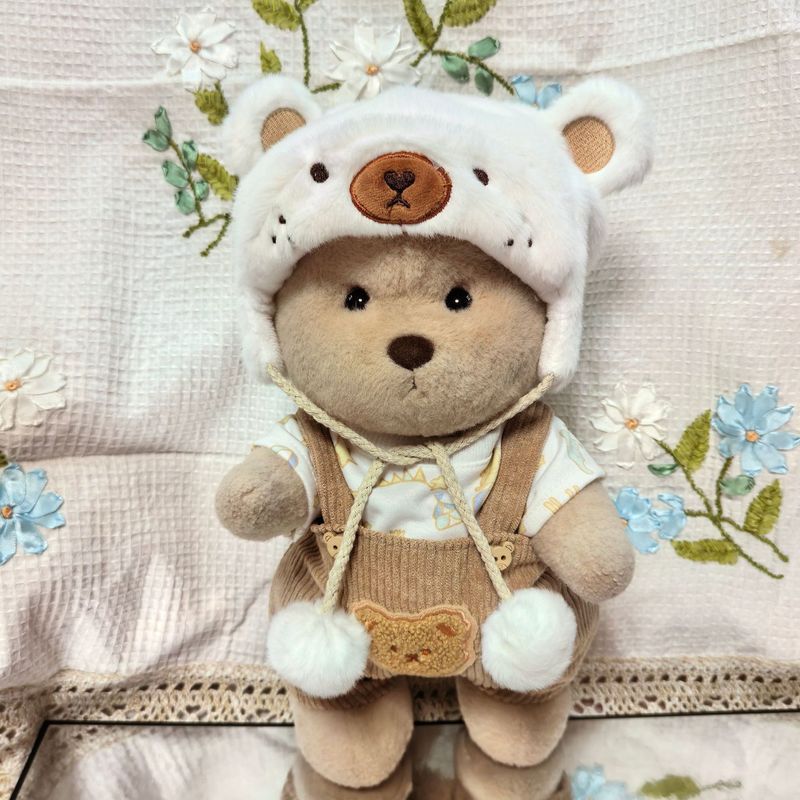For 30cm Lena Little Bear Bathrobe Replacement Dress Mink Fur Bear Hat Shark Clothes Cute Plush Doll