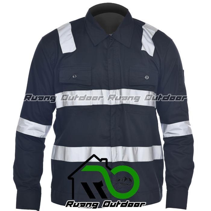 Baju Kemeja Wearpack Pria Zipper Resleting Safety Tambang Proyek Pln