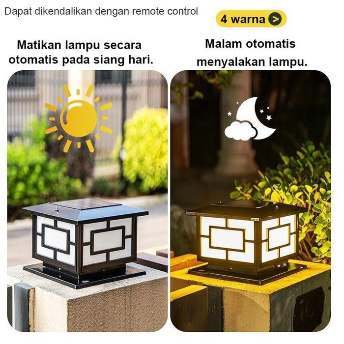 READY STOCK LAMPU PILAR PAGAR DEKORASI TAMAN BINGKAI LAMPU PAGAR 4 WARNA LAMPU TIANG TENAGA SURYA