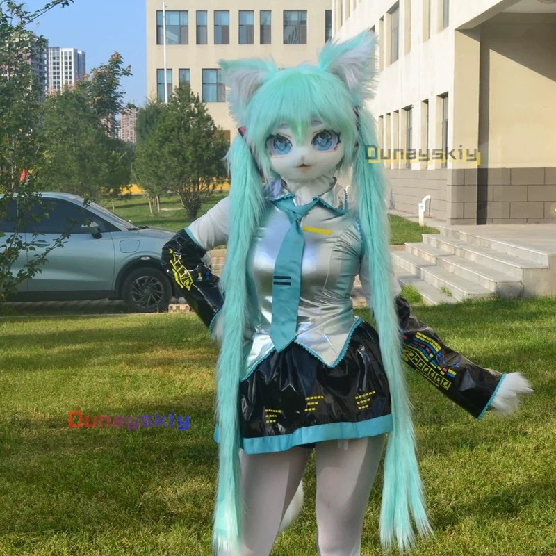 Furry Hatsune Mikuuu Cosplay Mask Kemono Head Custom Fursuit Headsets Paw Comiket Cosplay Costumes