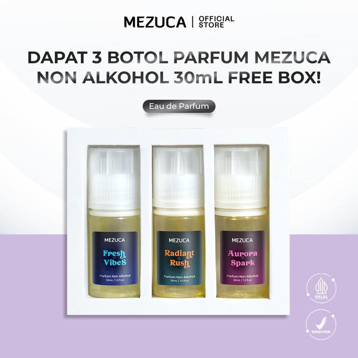 BYTI- [Dapat 3 Botol] Parfum Non Alkohol Mezuca 30Ml Botol Tetes Free Box Eau De Perfume