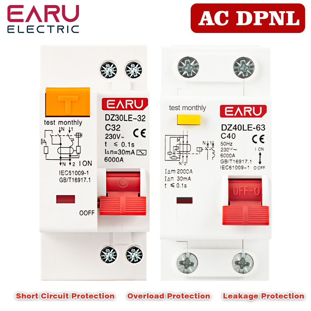 Dz30Le Dz47Le Epnl Dpnl 230V 1P+N Residual Current Circuit Breaker With Over And Current Leakage