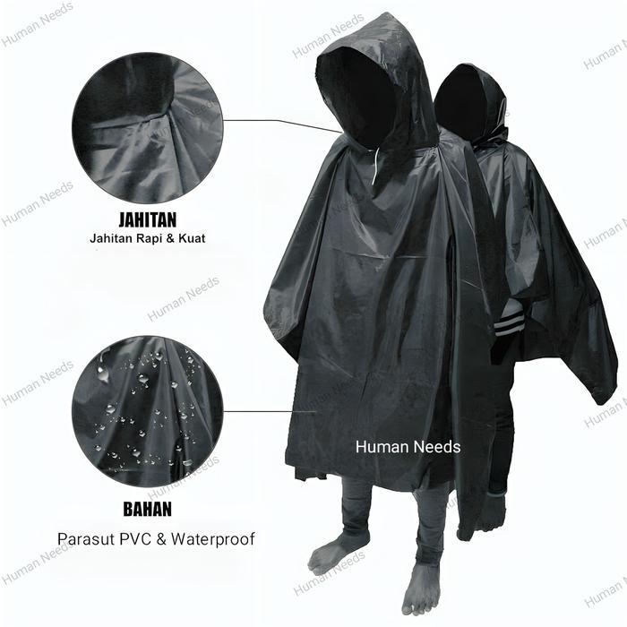 Promo Jas Hujan Ponco 2 Kepala Tebal Bahan Mirip Axio Mantel Ujan Kepala Dua Original