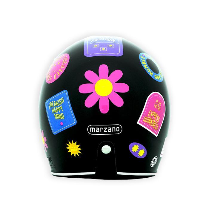 Marzano X Loony Helm Retro Bogo Half Face Black Glossy Size S-Xl Berstandar Sni