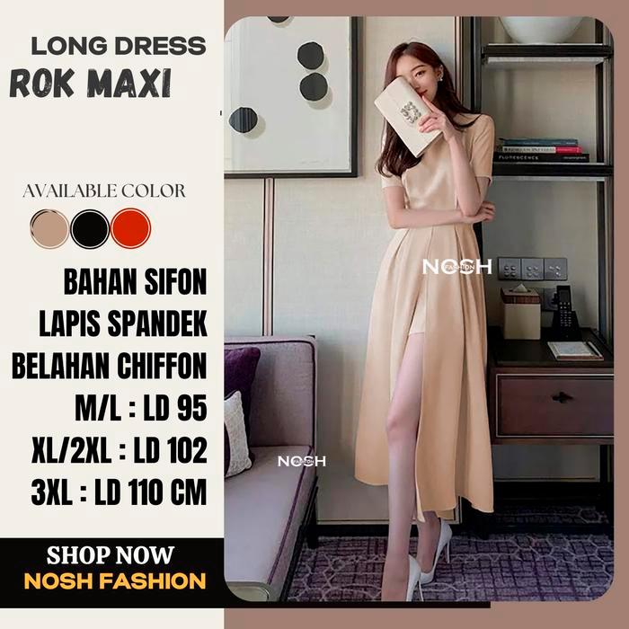 Rok Midi Dress Korea Lengan pendek Wanita Gaya Korea Inggrid NOSH