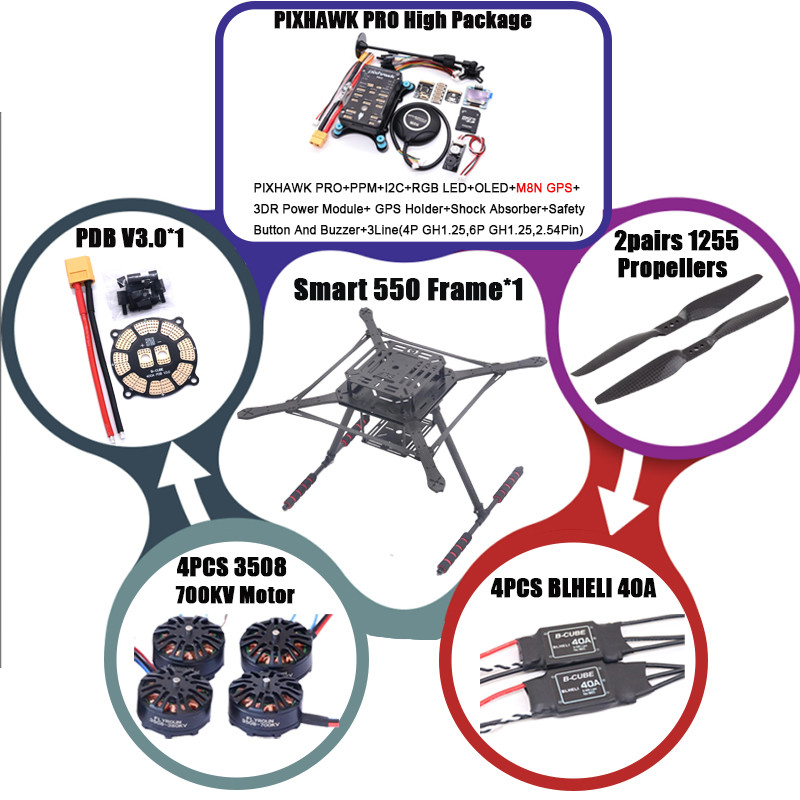 Pixhawk2.4.8 Flight Control Carbon Fiber Smart550 Frame Kit Ardupilot 100Mw Radio Telemetry