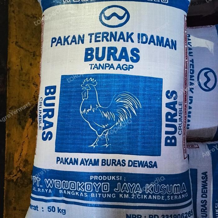 PAKAN AYAM BURAS TANPA AGP MAKANAN AYAM WONOKOYO 50 KG