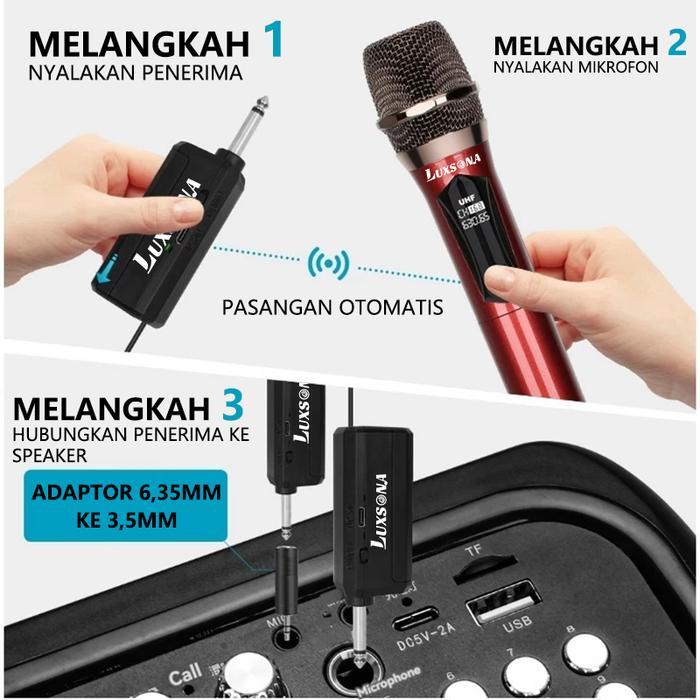 Luxsona Mikrofon Nirkabel/Mikrofon Karaoke Ganda/Mikrofon Karaoke Profesional Asli /Mikrofon Karaoke