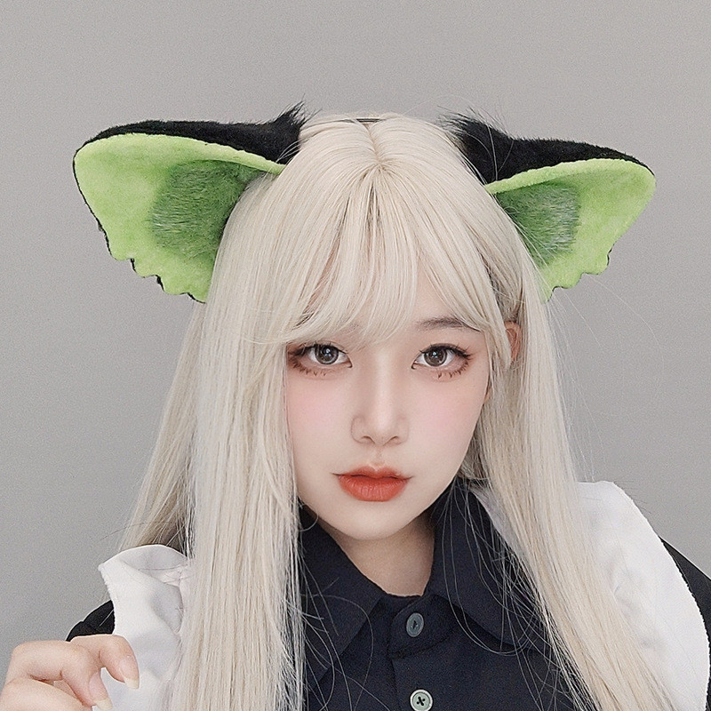 New Anime Headdress Hair Accessories Cat Ears Green Headdress Lolita Anime Furry Hair Hoop Cosplay