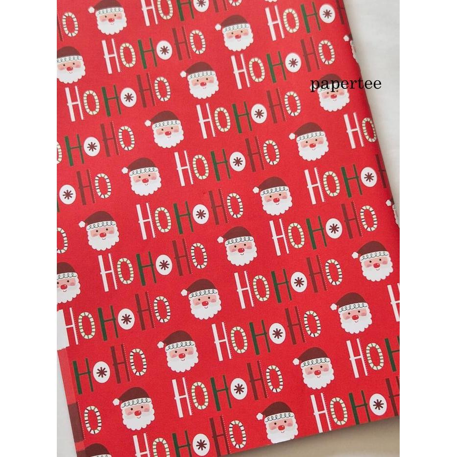 IS Kertas Kado Natal Christmas HOHOHO Merah Bungkus Kado Sansan Wawa