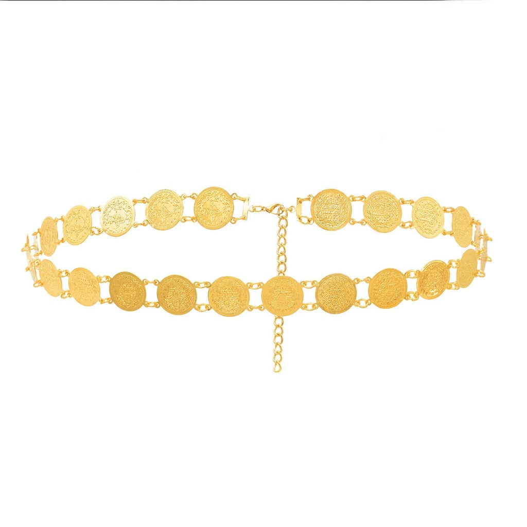 Golden Silvery Single Row Coin Belts Turkish Ethnic Dance Party Waist Belly Chains Vintage Afghan