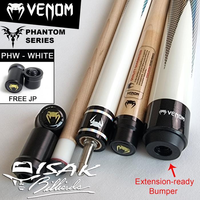 Badu_Selle R- Venom Phantom White Cue Phw Uniloc Extension & Bumper Cue Stick