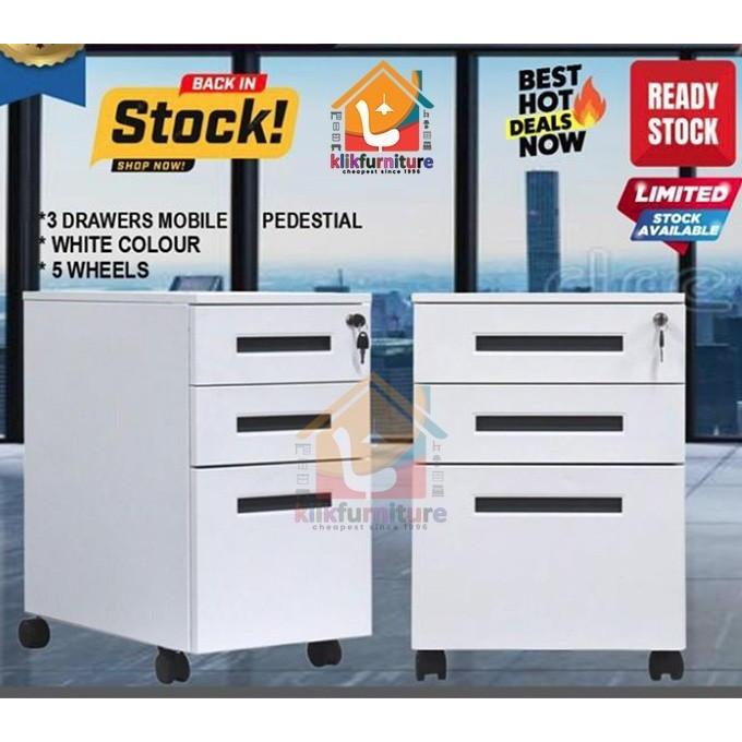 MP002 Pedestal Meja 3 Laci Drawer Besi Cabinet Laci Meja roda Nakas Roda Besi Mobile Drawer
