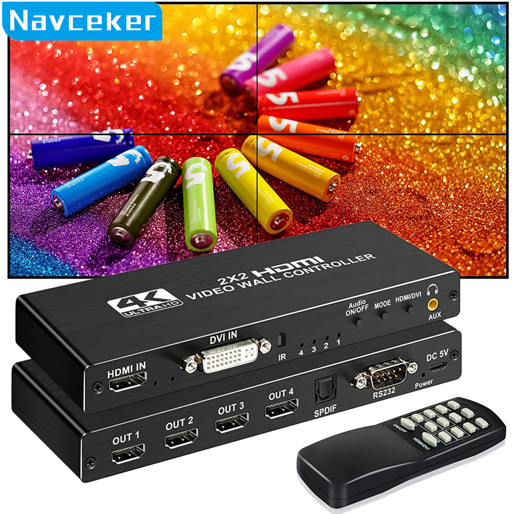 2X2 Video Wall Controller Processor 1X2 1X3 1X4 2X1 3X1 4X1 4K Dvi Hdmi Video Wall Controller Tv