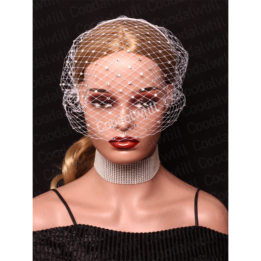 Bridal Wedding Birdcage Veil Headwear Veil White Headband For Women Fascinators Black Face Net Mask