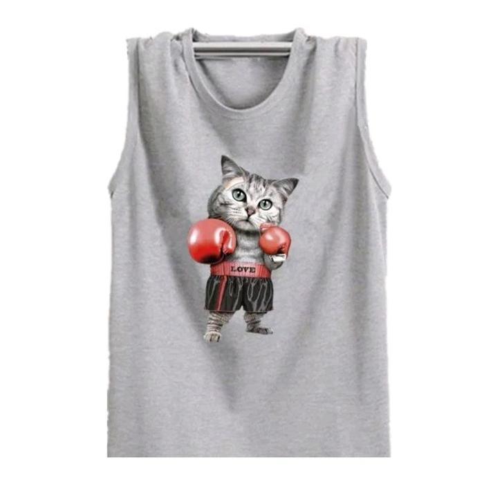 6ta8- Singlet Gambar Kucing Tinju / Singlet Pria / Kaos Oblong Distro Dewasa