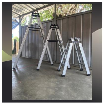 Tangga Lipat 2 Meter Baja Ringan Berkualitas Tiang Besi Karet giriman Cepat