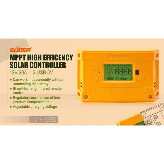 Controller Charger 20 ampere ST-H1220 20A MPPT Suoer