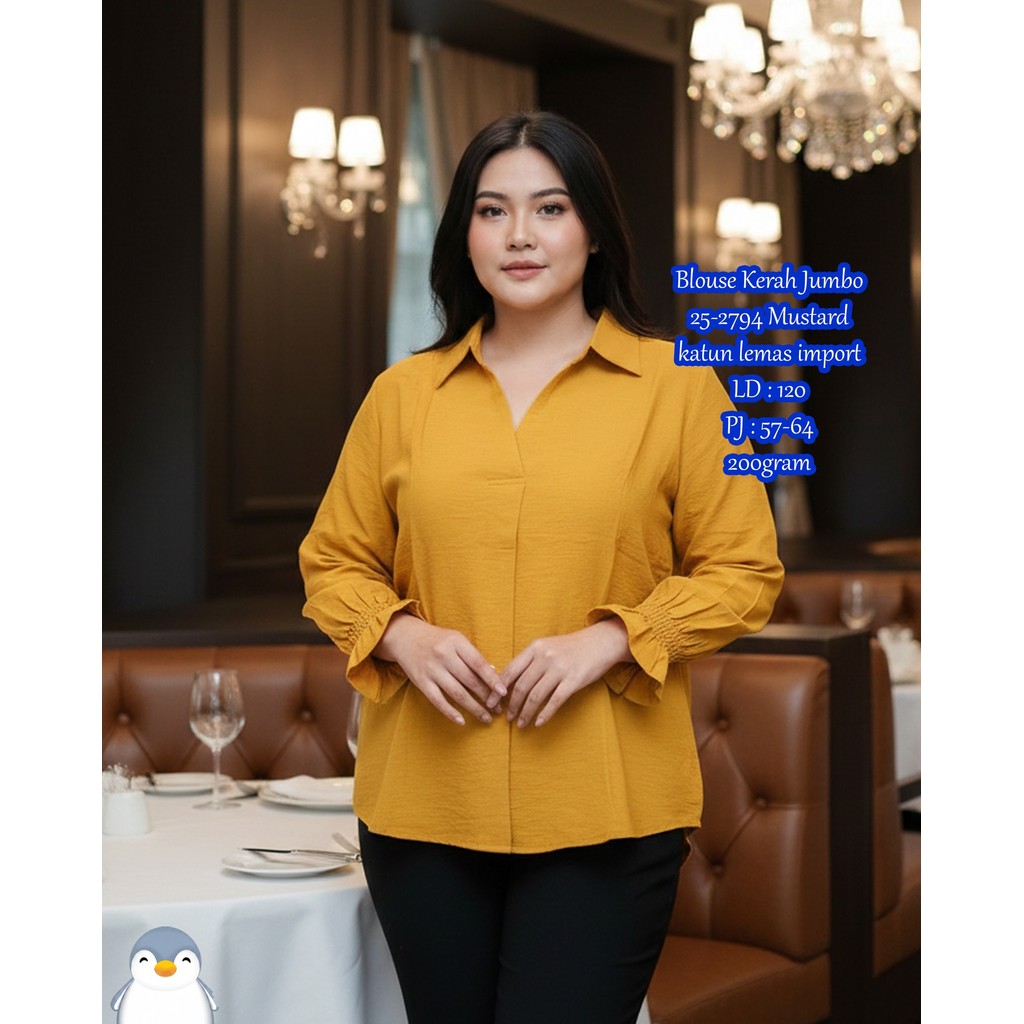 >> BFS - Blouse Kerah Jumbo 25-2794 Bahan katun lemas import LD : 120