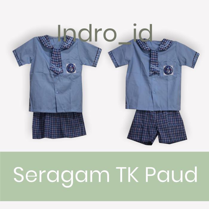 New- SERAGAM TK PAUD KOTAK-KOTAK BIRU