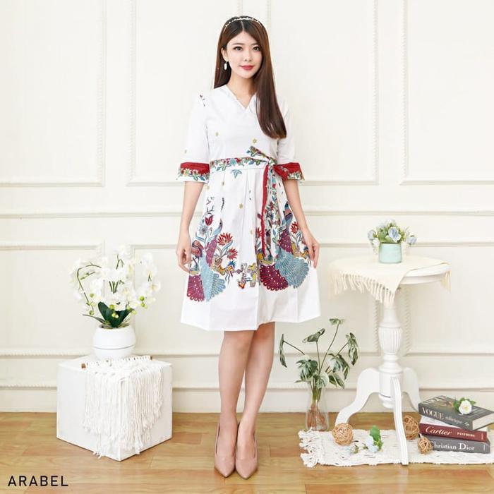 (COD) EVERCLOTH ARABEL DRESS BATIK WANITA SABRINA DRESS WANITA BATIK MODERN GAUN PESTA ALINE TERUSAN