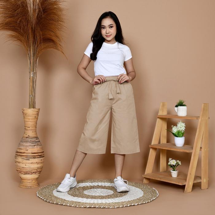 OTWARE- Celana Kulot Pendek Wanita Polos Celana Pendek 7/8 Katun Stretch
