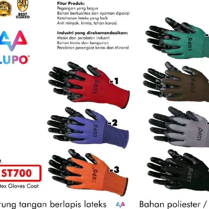 RANDOM 12 PASANG SARUNG TANGAN KERJA LUPO KARET TEBAL SARUNG TANGAN KERJA BERKEBUN ANTI BENDA TAJAM