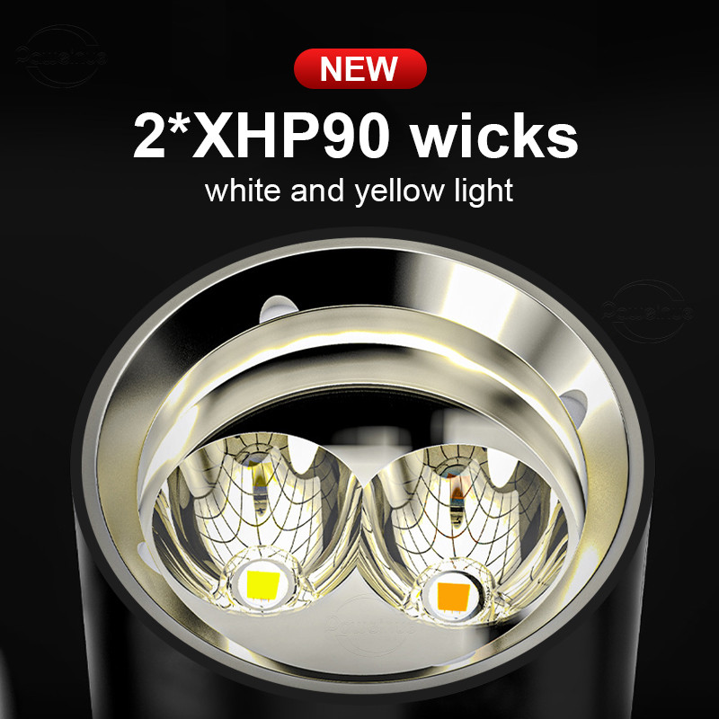 Newest Powerful Profession Led Diving Flashlight XHP90 Wick 2Modes Rechargeable Scuba Diving Torch Y