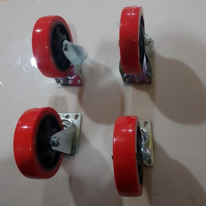 Berkualitas Roda Trolli Pu 5 Inch 1 Set Beban 420 Kg Terlaris