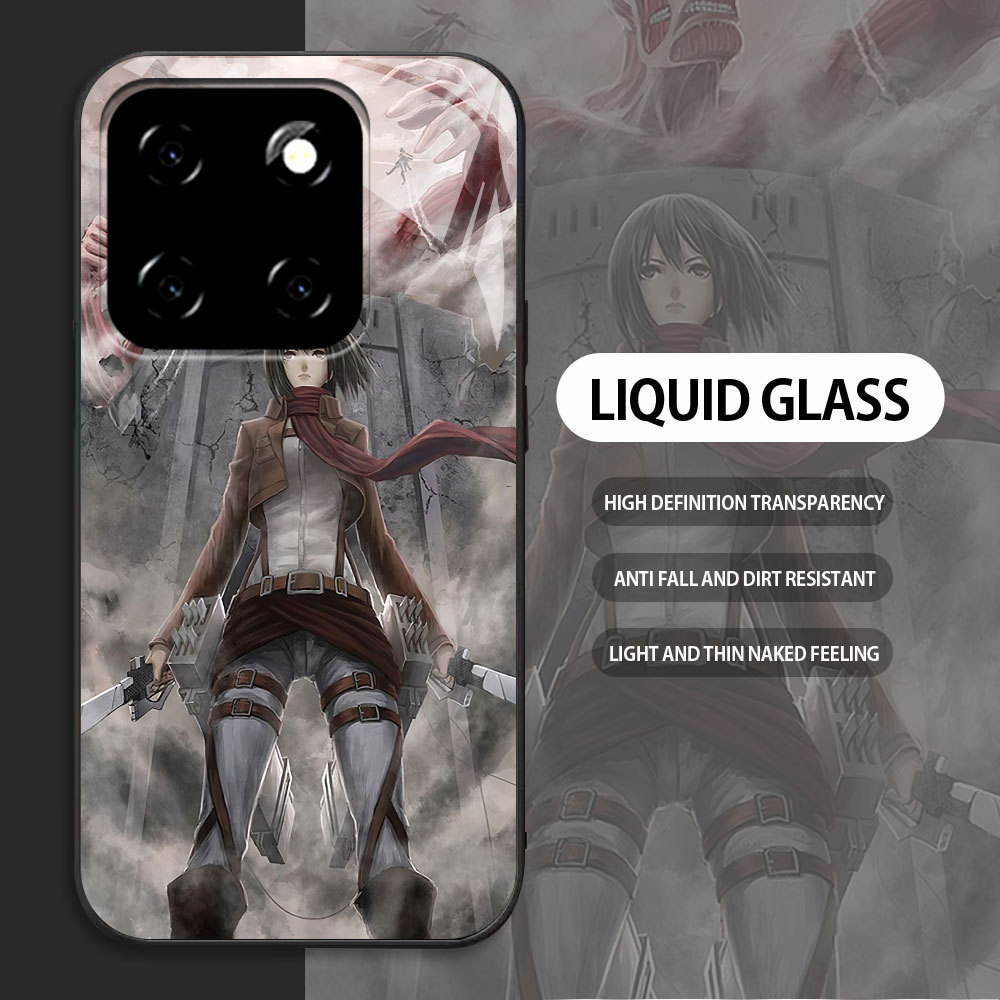 For XiaoMi 11 12 Lite 5G 14 Casing Handphone  Attack on Titan Mikasa Ackerman Glass kesing Phone Cas