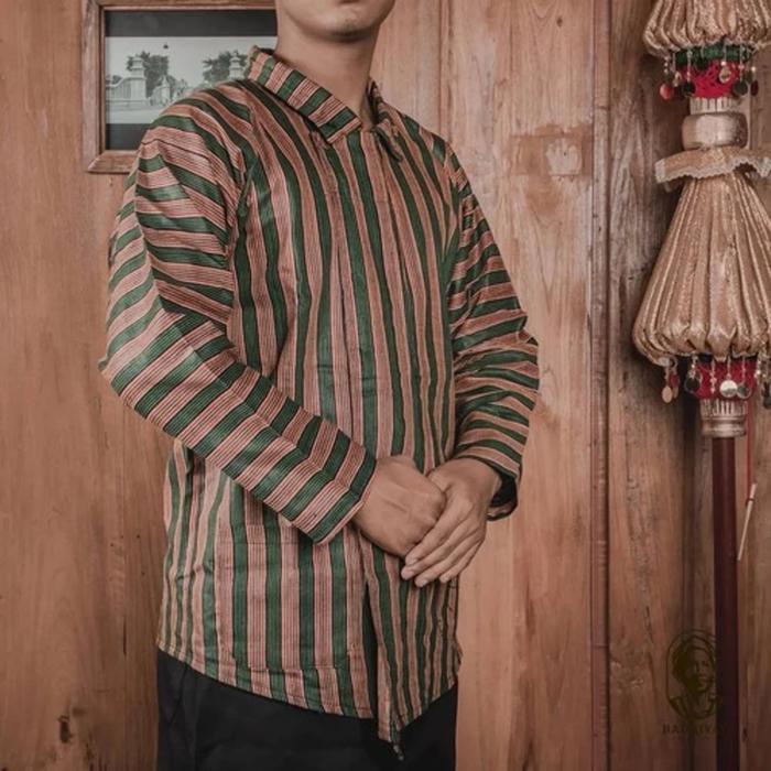 ORIGINAL SURJAN LURIK BAJU JADUL COWOK PRIA DEWASA LURIK HITAM COKLAT BAJU ATRADISIONAL JAWA READY